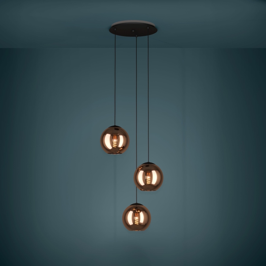 Eglo - Luster na sajli 3xE27/40W/230V bakrena