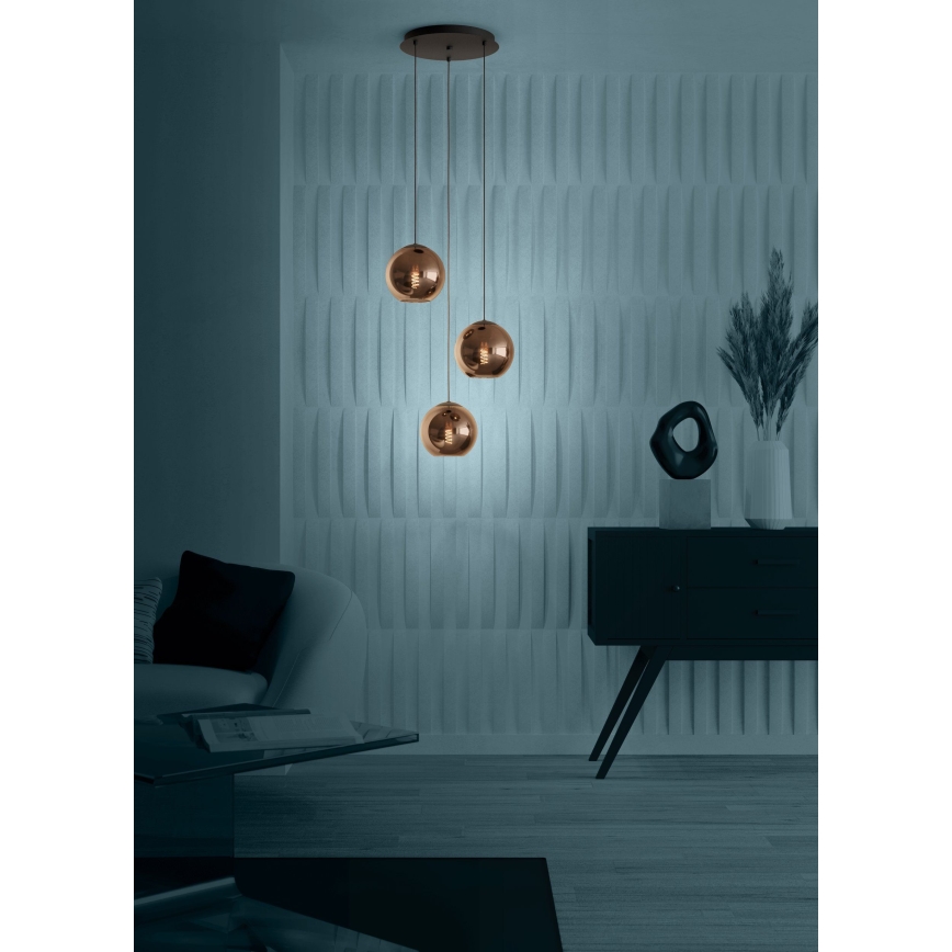 Eglo - Luster na sajli 3xE27/40W/230V bakrena