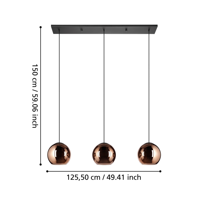 Eglo - Luster na sajli 3xE27/40W/230V bakrena