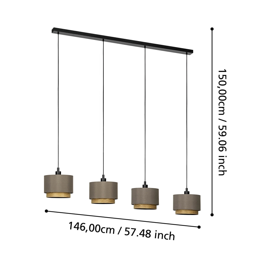 Eglo - Luster na sajli 4xE27/40W/230V braon