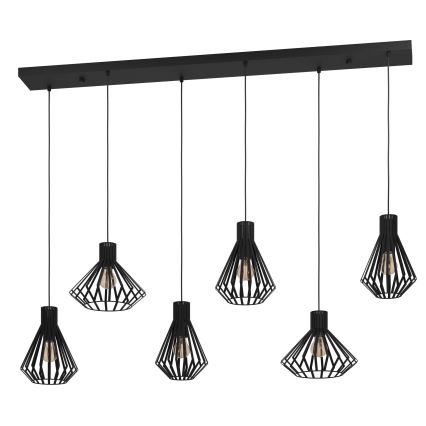 Eglo - Luster na sajli 6xE27/40W/230V crno