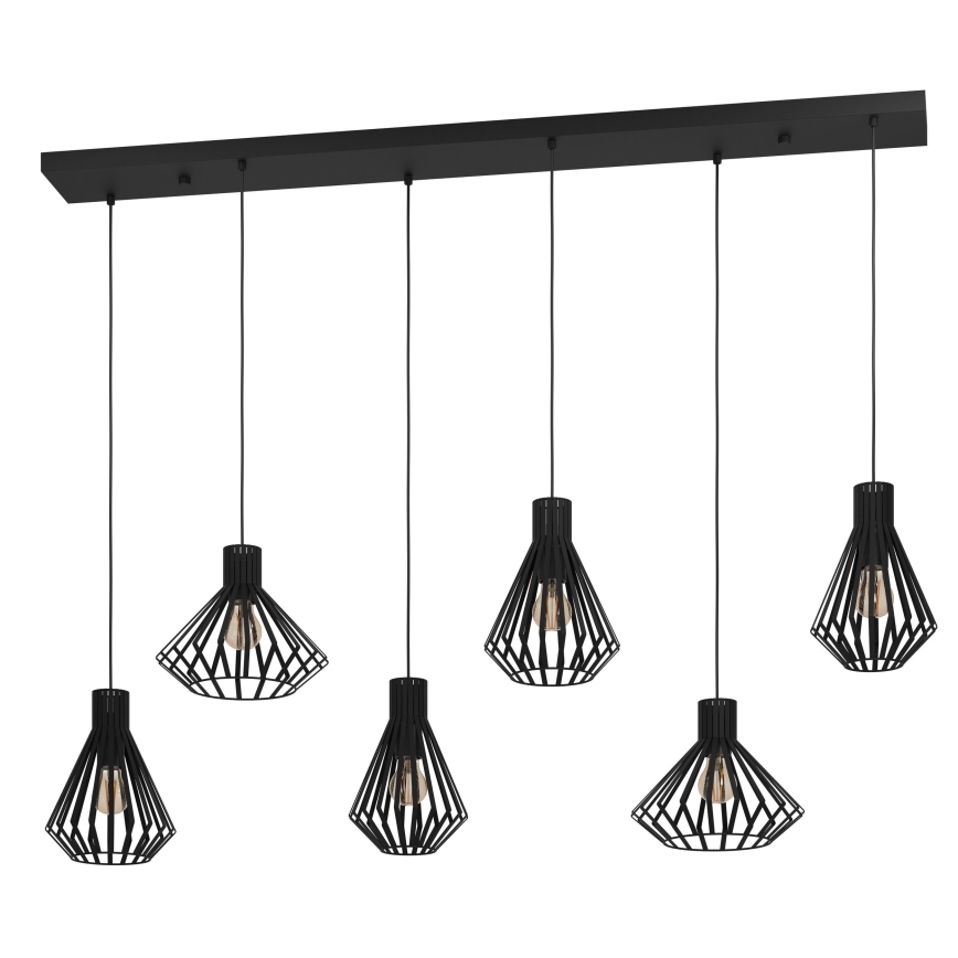 Eglo - Luster na sajli 6xE27/40W/230V crno