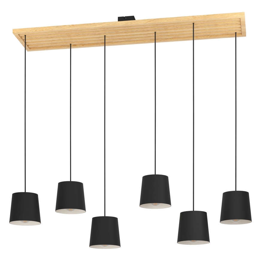Eglo - Luster na sajli 6xE27/40W/230V crno/braon