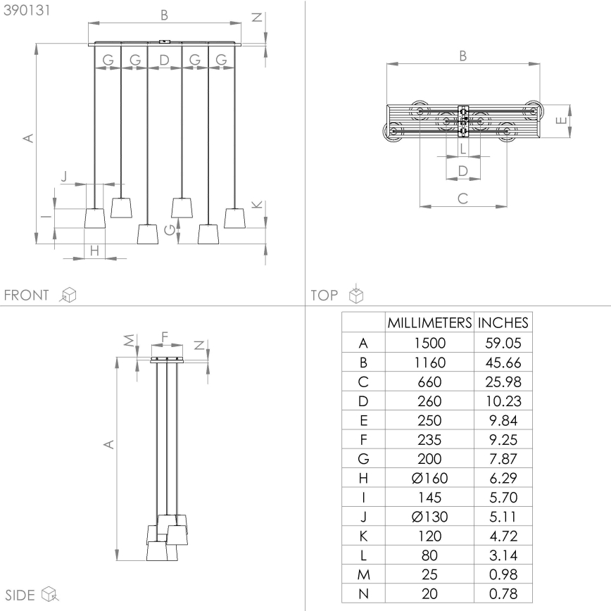 Eglo - Luster na sajli 6xE27/40W/230V crno/braon