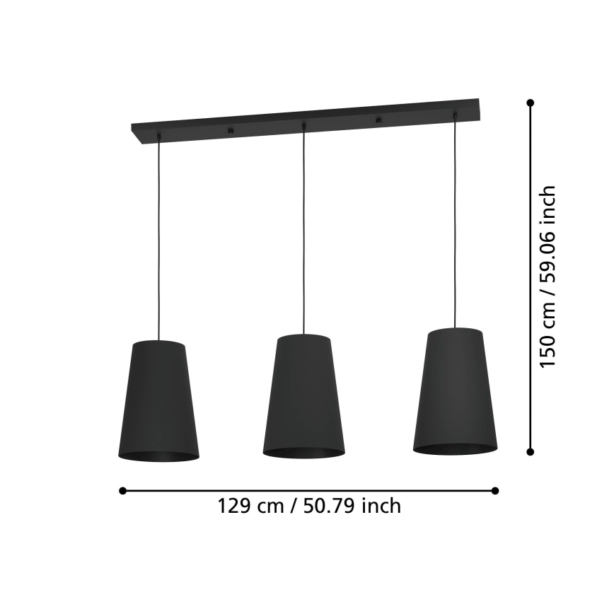 Eglo - Luster na sajli 3xE27/40W/230V crno