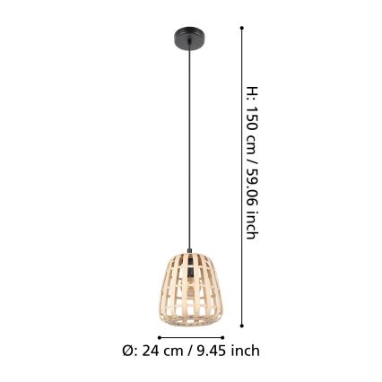Eglo - Luster na sajli 1xE27/40W/230V pr. 24 cm braon