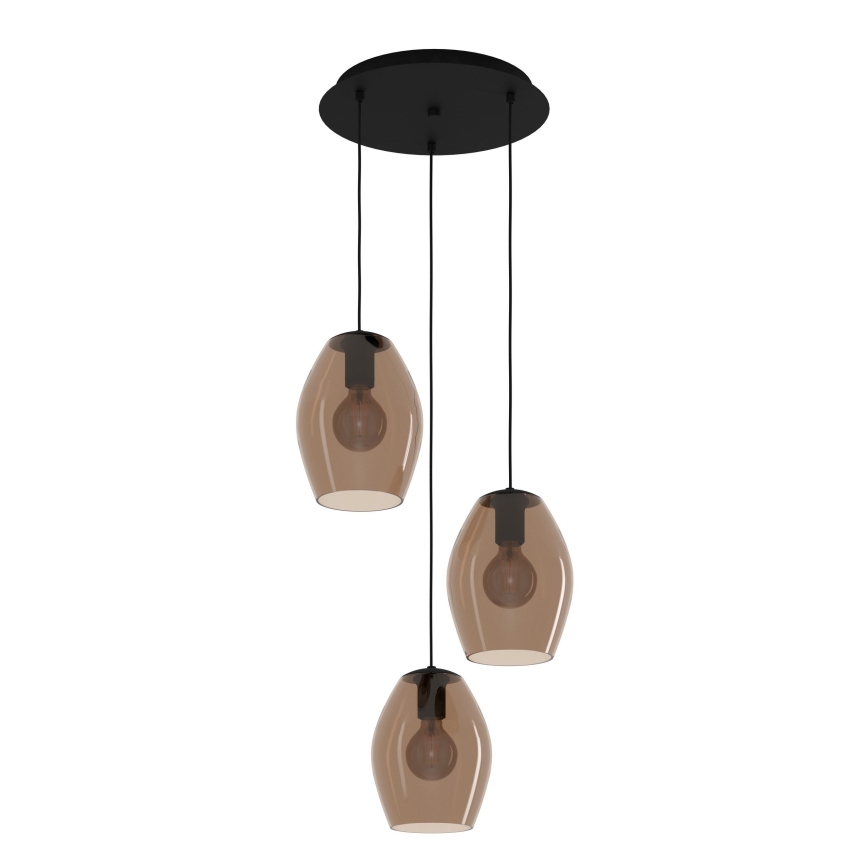 Eglo - Luster na sajli 3xE27/40W/230V braon