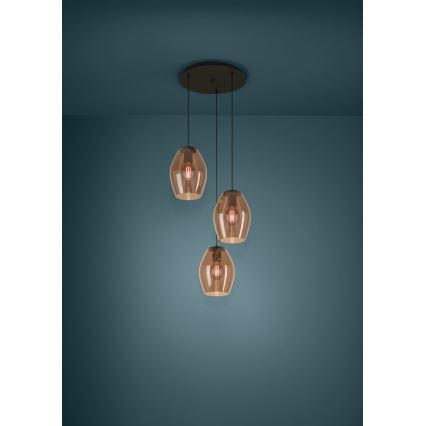 Eglo - Luster na sajli 3xE27/40W/230V braon