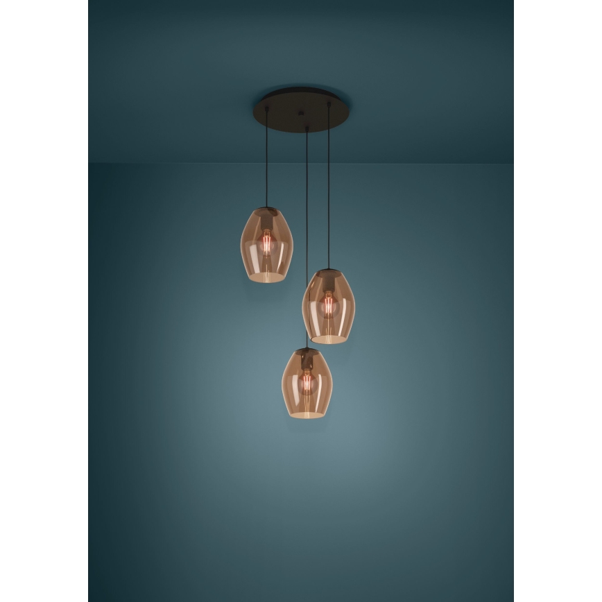 Eglo - Luster na sajli 3xE27/40W/230V braon