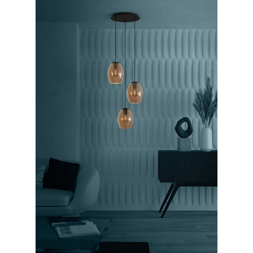 Eglo - Luster na sajli 3xE27/40W/230V braon
