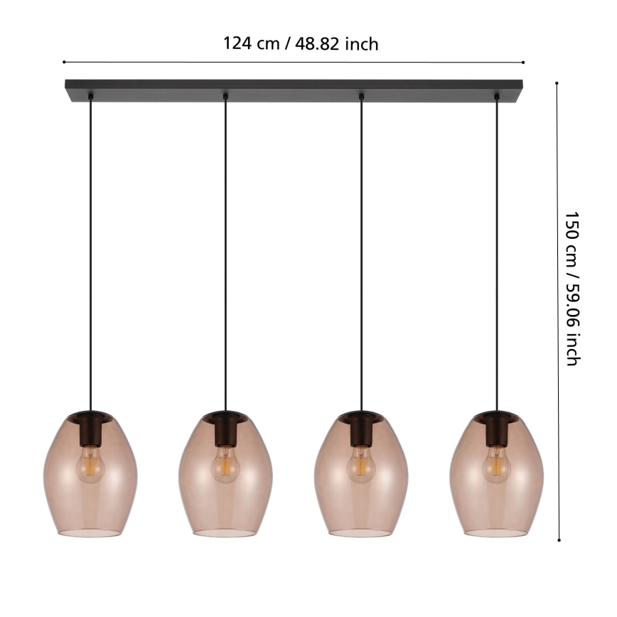 Eglo - Luster na sajli 4xE27/40W/230V braon