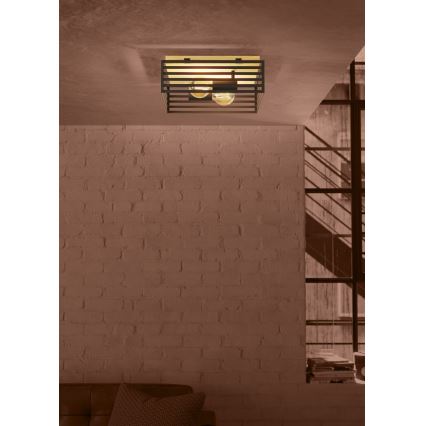 Eglo - Plafonjera 2xE27/40W/230V crno/braon