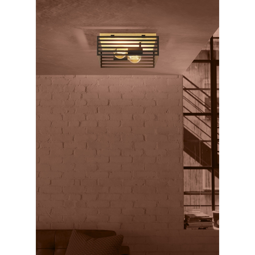 Eglo - Plafonjera 2xE27/40W/230V crno/braon
