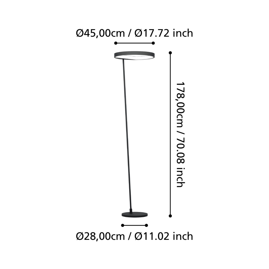 Eglo - LED Prigušiva podna lampa LED/23W/230V 3000K crno