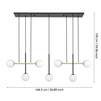 Eglo - Luster na sajli 7xE14/40W/230V zlatna/crno