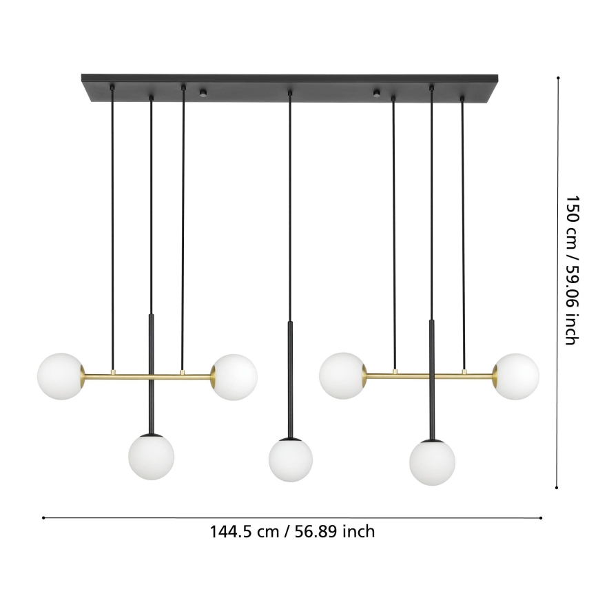 Eglo - Luster na sajli 7xE14/40W/230V zlatna/crno