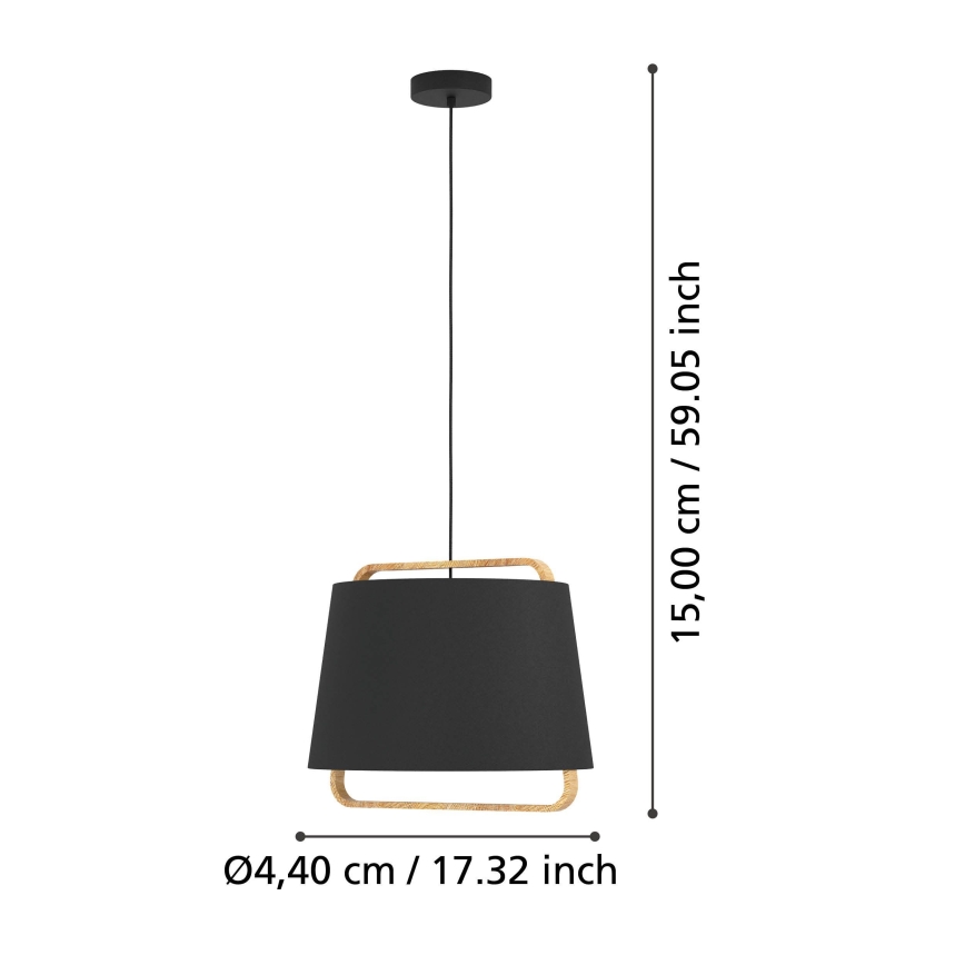 Eglo - Luster na sajli 1xE27/40W/230V crno