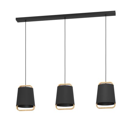 Eglo - Luster na sajli 3xE27/40W/230V crno