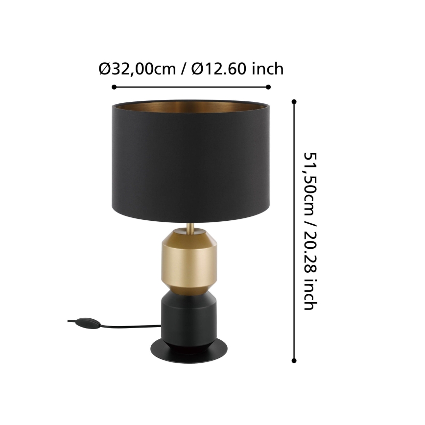 Eglo - Stona lampa 1xE27/40W/230V crno/zlatna
