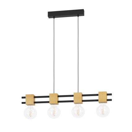 Eglo - Luster na sajli 4xE27/40W/230V crno/braon