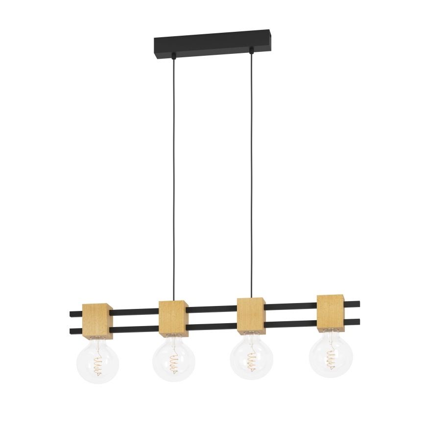 Eglo - Luster na sajli 4xE27/40W/230V crno/braon