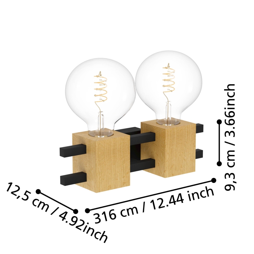 Eglo - Zidna lampa 2xE27/40W/230V crno/braon