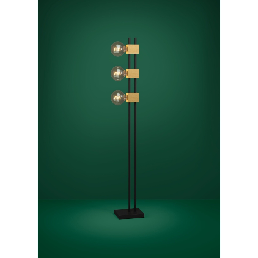 Eglo - Podna lampa 3xE27/40W/230V crno/braon