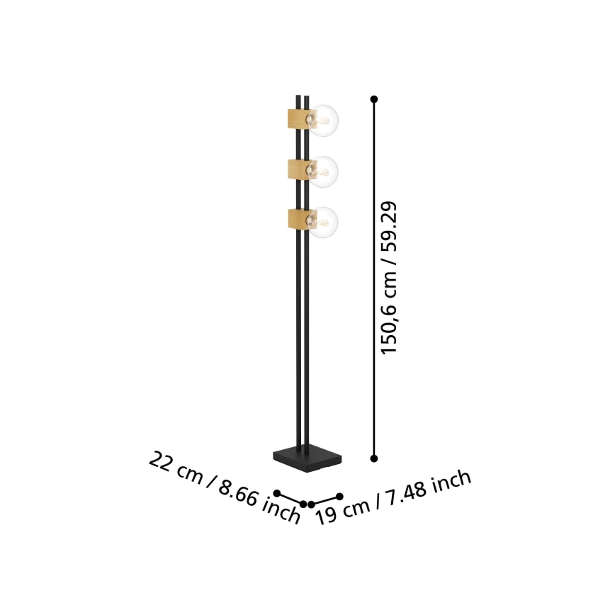 Eglo - Podna lampa 3xE27/40W/230V crno/braon