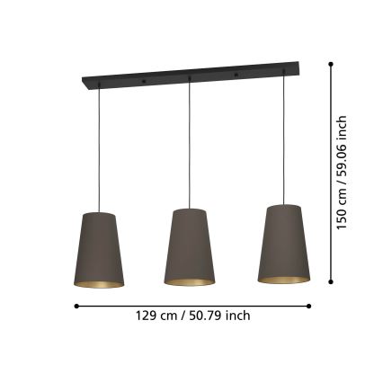 Eglo - Luster na sajli 3xE27/40W/230V braon
