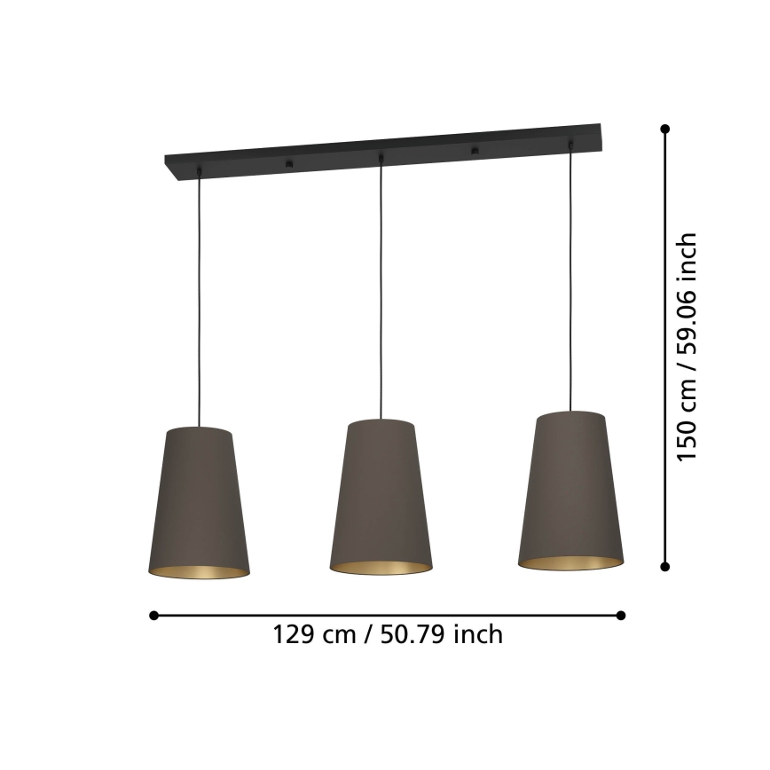 Eglo - Luster na sajli 3xE27/40W/230V braon