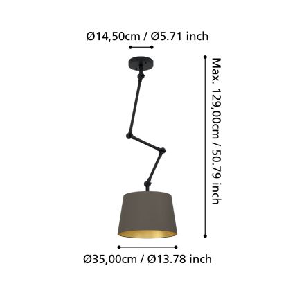 Eglo - Viseći luster 1xE27/40W/230V braon
