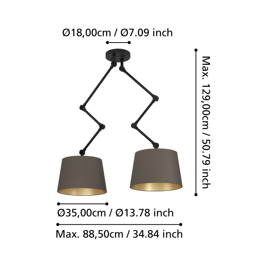 Eglo - Viseći luster 2xE27/40W/230V braon