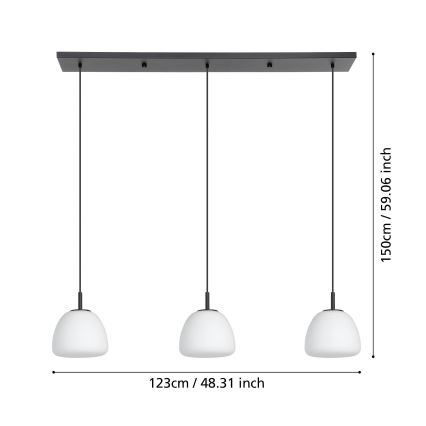 Eglo - Luster na sajli 3xE27/40W/230V crno