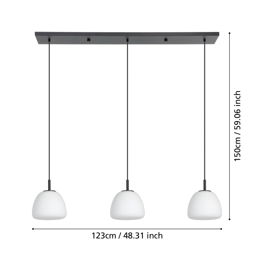 Eglo - Luster na sajli 3xE27/40W/230V crno