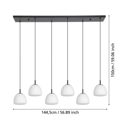 Eglo - Luster na sajli 6xE27/40W/230V crno