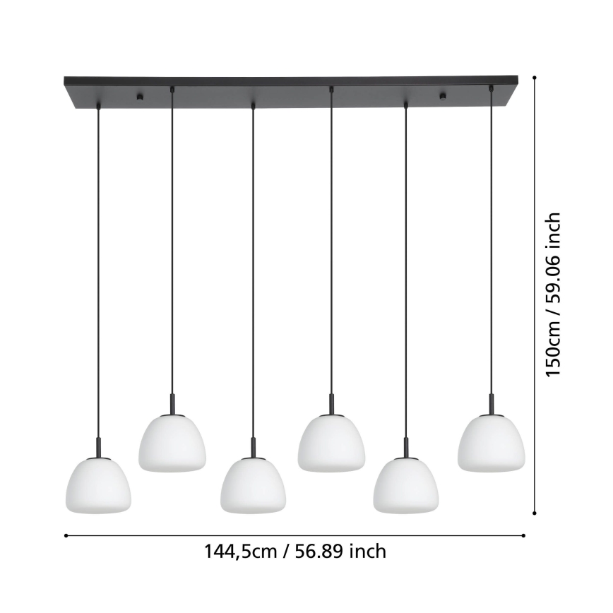 Eglo - Luster na sajli 6xE27/40W/230V crno