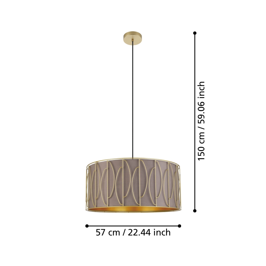 Eglo - Luster na sajli 1xE27/40W/230V zlatna/braon