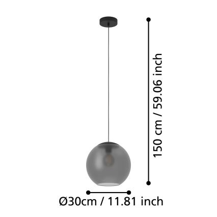 Eglo - Luster na sajli 1xE27/40W/230V sivo