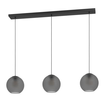 Eglo - Luster na sajli 3xE27/40W/230V sivo