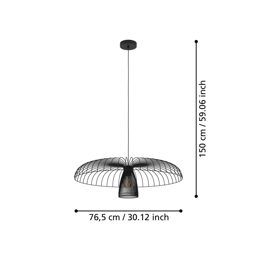 Eglo - Luster na sajli 1xE27/60W/230V pr. 77 cm crno