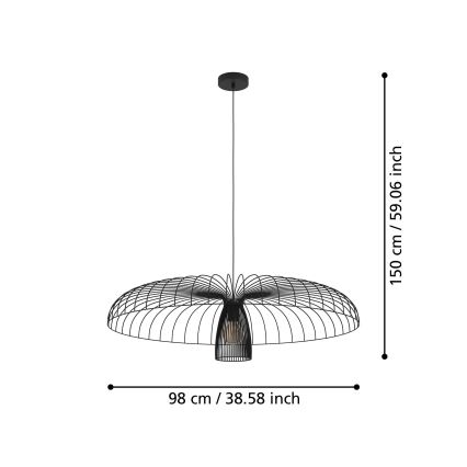 Eglo - Luster na sajli 1xE27/60W/230V pr. 98,5 cm crno