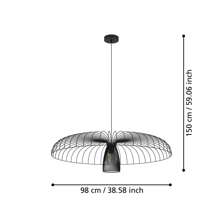 Eglo - Luster na sajli 1xE27/60W/230V pr. 98,5 cm crno