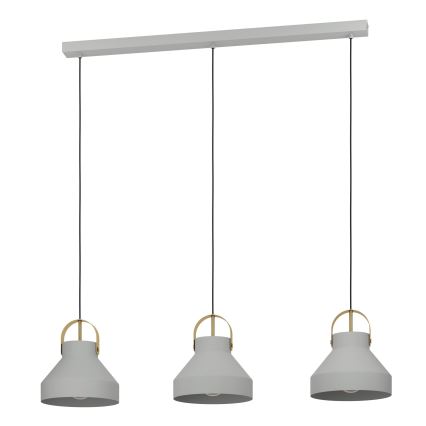 Eglo - Luster na sajli 3xE27/40W/230V sivo
