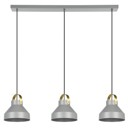 Eglo - Luster na sajli 3xE27/40W/230V sivo