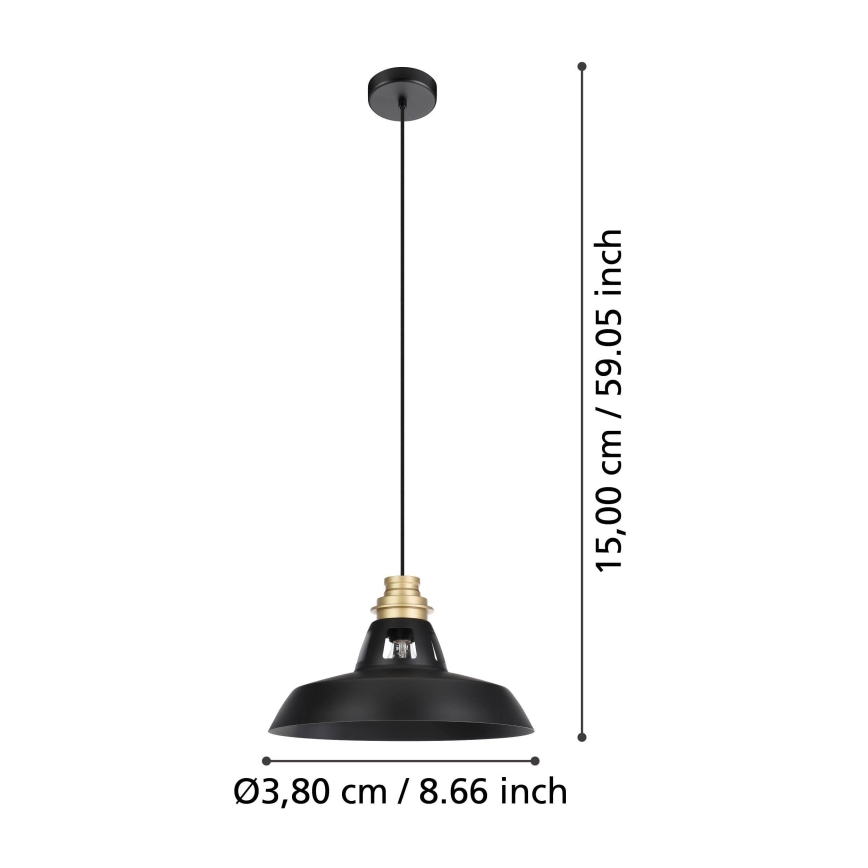 Eglo - Luster na sajli 1xE27/40W/230V crno/zlatna