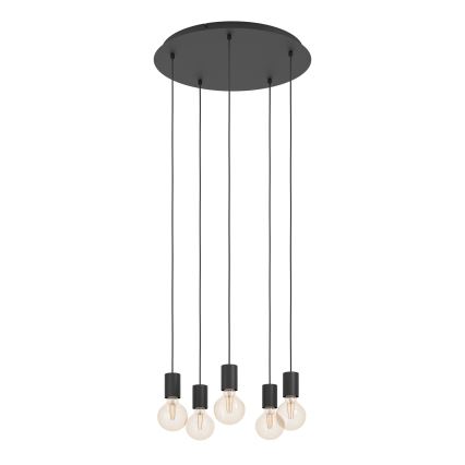 Eglo - Luster na sajli 5xE27/40W/230V crno