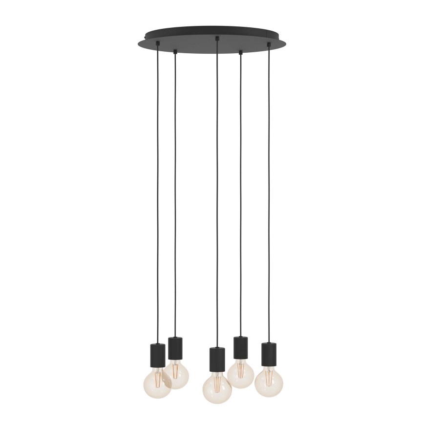 Eglo - Luster na sajli 5xE27/40W/230V crno
