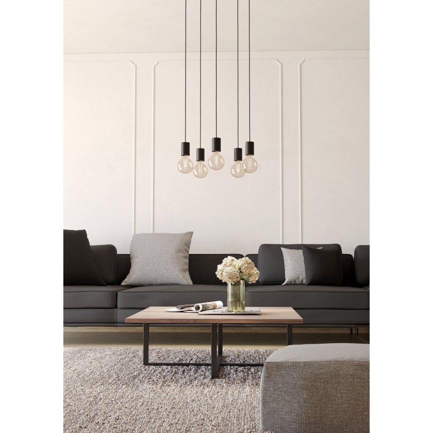 Eglo - Luster na sajli 5xE27/40W/230V crno