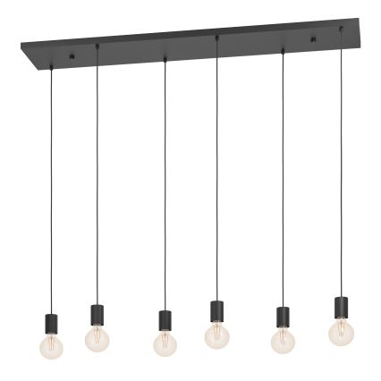 Eglo - Luster na sajli 6xE27/40W/230V crno