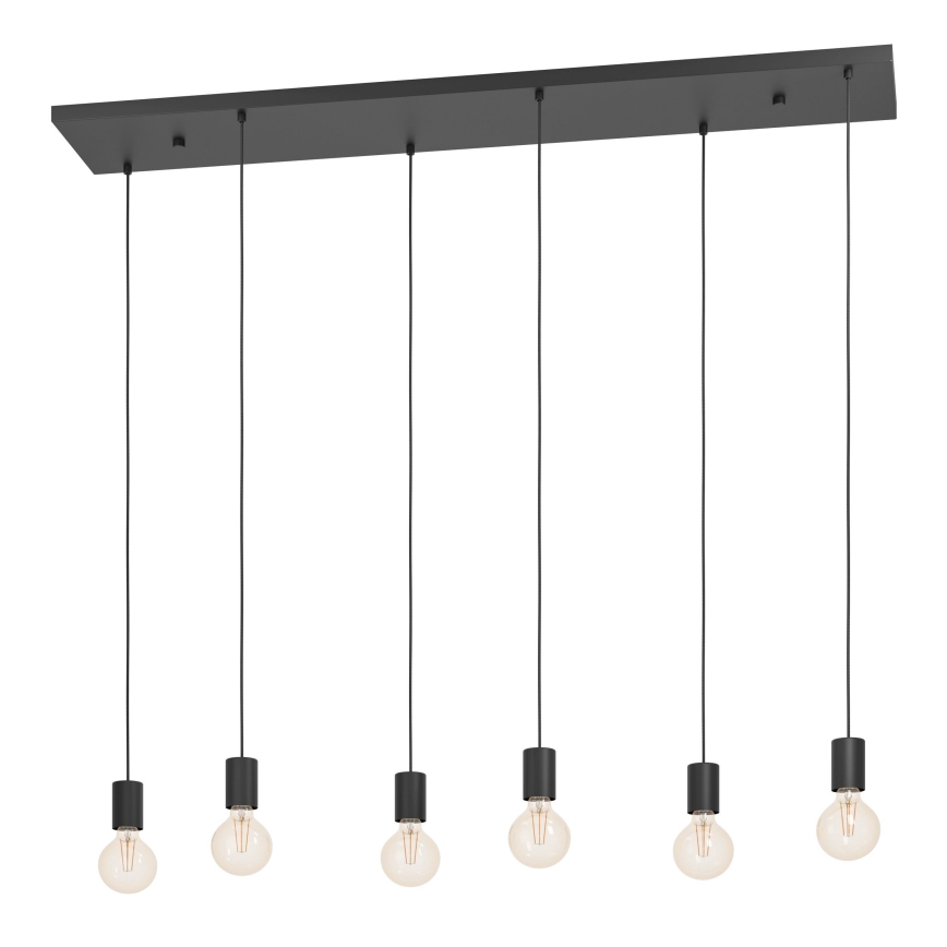 Eglo - Luster na sajli 6xE27/40W/230V crno